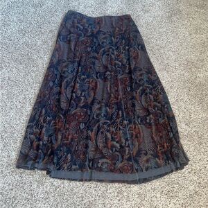 Soft Surroundings Printed A-Line Midi Skirt Size L